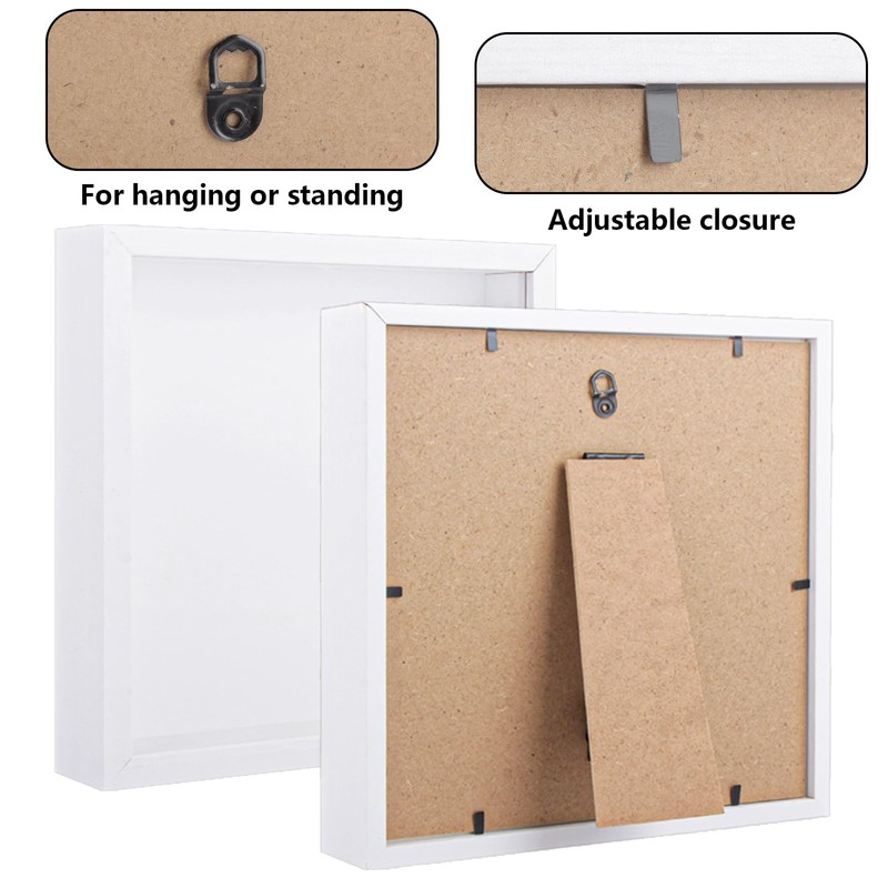 ASelected 3D Shadow Box Frame, White 8x8 inch Picture Frame