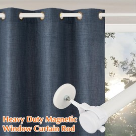 MUTUACTOR 1PCS Magnetic Curtains Rods,Heavy-Duty White Magnetic Door Curtain Rods for Metal Doors 13” to 26”,No Drilling Anti-slip Window Curtain Rods Adjustable Y-Clamp Magnetic Holders for Curtains