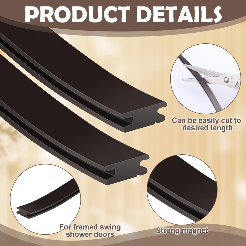 Wonderjune 75 Inch Shower Door Magnetic Strip Replacement Flexible Magnetic