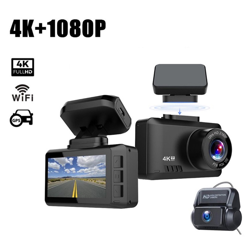 Car Dash Camera 4K 1080P 2.45in IPS Screen 170 Wide