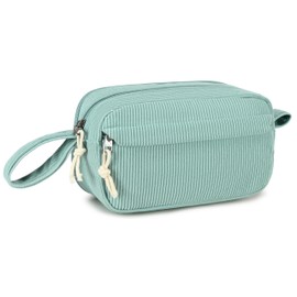 LEDAOU Pencil Bag, Large Capacity Pencil Case with Zipper, School Supplies for Teenage Girls, Grass green, light grey, school pencil case