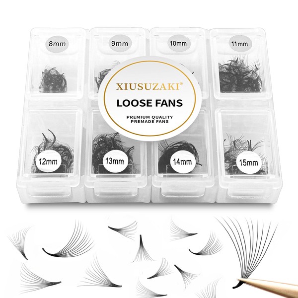 XIUSUZAKI Premade Fans Eyelash Extensions 600 Fans 14D Volume Lash