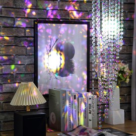 Blushtier 33ft 14mm Glass Crystal Beads Garland Strands, Iridescent Clear Acrylic Diamond Hanging Chandelier Bead Chain Ornament String Decorations for Manzanita Christmas Tree Wedding Party