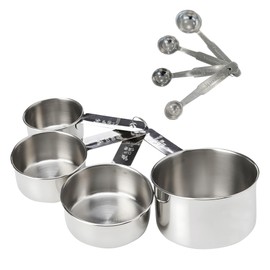 Dexam Stainless Steel 8-Piece Measuring Cups & Spoons Set – Premium Kitchen Tools for Baking & Cooking, Perfect for Dry & Liquid Ingredients, Durable, Rust-Resistant, and Easy to Clean