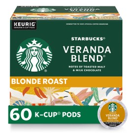 Starbucks K-Cup Coffee Pods, Starbucks Blonde Roast Hot or Iced Coffee, Veranda Blend, 60 Keurig Pods