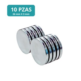 Iman Magnético redondo 26 X 3mm (Pack 10 piezas),Iman magnético circular para Refrigerador, hogar, oficina, taller, proyectos escolares.