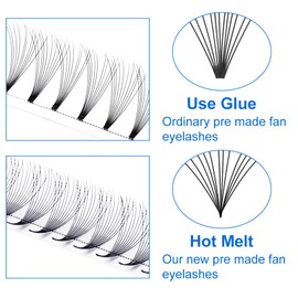 Volume Eyelash Extensions, 12D Ready-to-Use Fan Eyelash Extensions, 0.07 15 mm, D Curl, Silk Eyelashes, Volume Eyelashes, Ready-to-Use Fan Eyelash Extension (12D-0.07-D-15)