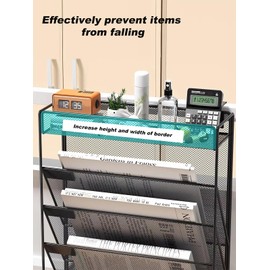 ZNMYDMT 5 Tier Mesh Wall File Organizer,3 Pockets vertical Mount Hanging Organizer with Top/Bottom Tray | 2 Hooks | Wall Mount & Door Hanging for Office Home