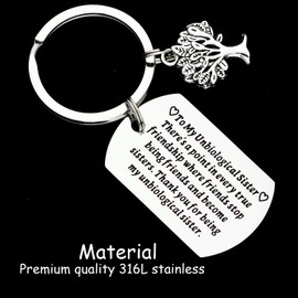Ahaeth Unbiological Sister Llavero Thank You for Being My Unbiological Sister Jewelry Unbiological Sister Gifts Women Unbiological Sister Friend Like A Siseter Gift, acero inoxidable, Acero inoxidable Metal Zinc, arenisca