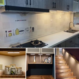 Closet Lights Motion Sensor 6 Pack Rechargeable, Wireless LED Under Cabinet Lighting Stick On Night Light Bar, Perfect for Counter, Kitchen, Stairs, Kids Room, Hallway