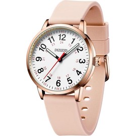 Watch for Medical Professionals and Students, Military Time Waterproof Luminous Easy Read Dial, 24 Hour with Second Hand, Wrist Watches for Women - Colour: White