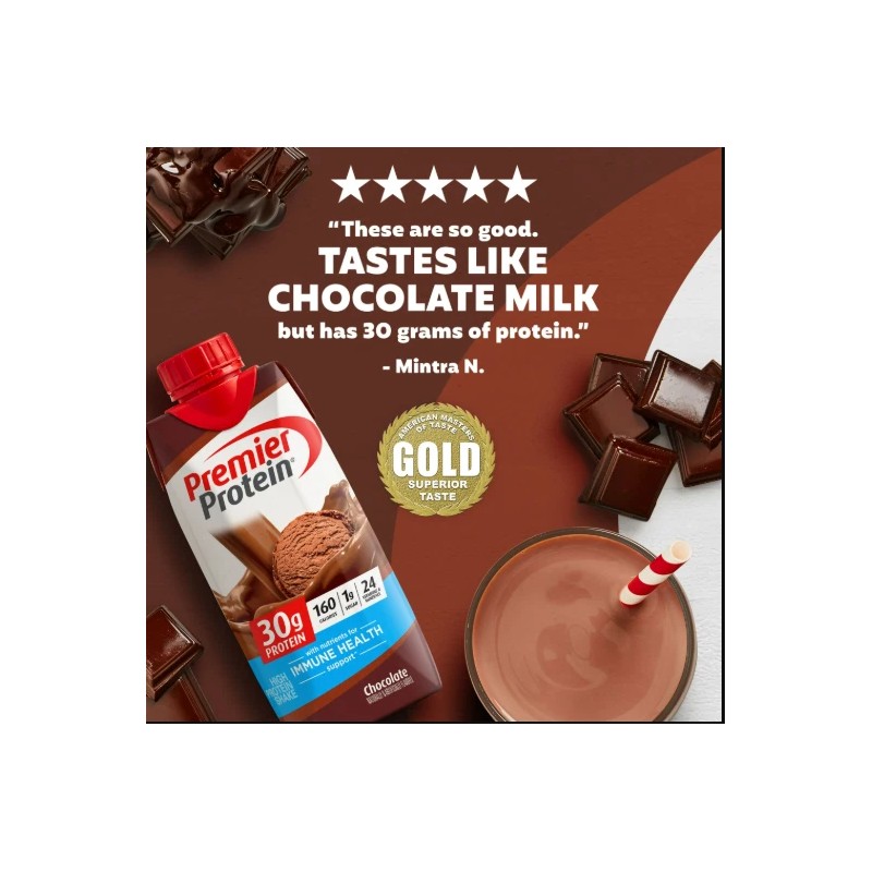 Premier Protein Shake, Chocolate, 30g Protein, 11 Fl Oz, 12