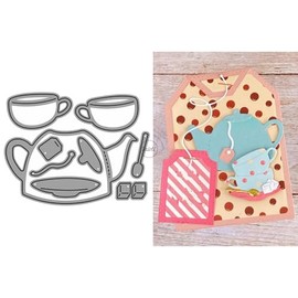 DzIxY Teapots Tea Cup Metal Cutting Dies for Card Making Kit Embossing Paper Die Cuts Scrapbook Machine Stencils Storage Pockets Supplies