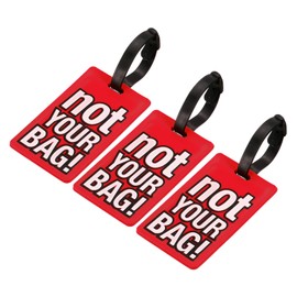 sourcing map Luggage Tag, PVC Identifier Card Holder Label, Not Your Bag Pattern Travel Bag Tag with Adjustable Strap for Baggage Suitcase, Red 3 Pack
