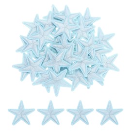 sourcing map Small 5Star Iron on Patches Embroidered Sew Patches Appliques Garment Embellishments for Clothing Repair Backpack Shoes Decoration 3.8x3.8cm/1.5x1.5 Pack of 50 (Blue)