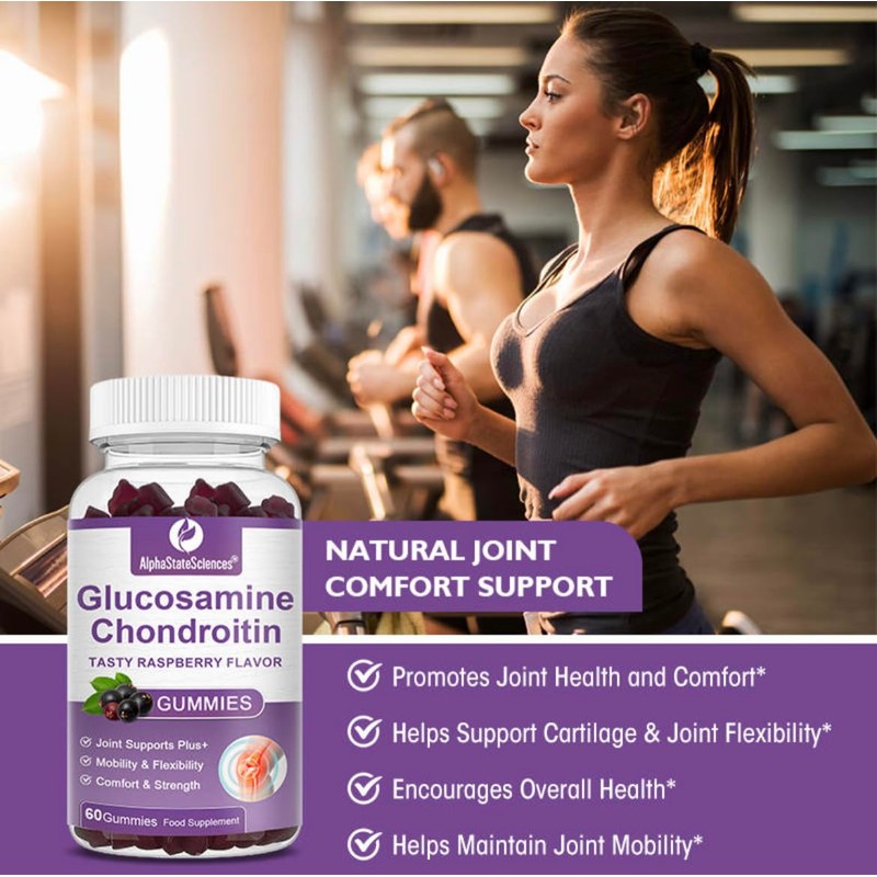 AlphaStateSciences Raspberry Bliss Glucosamine Chondroitin Gummies 1500mg High Strength -