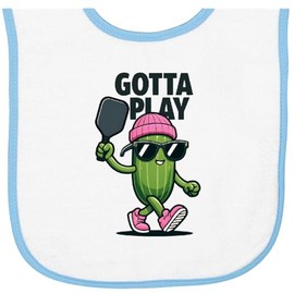 inktastic Funny Gotta Play Pickleball Joke Baby Terry Cloth Bib White and Light Blue 46dda