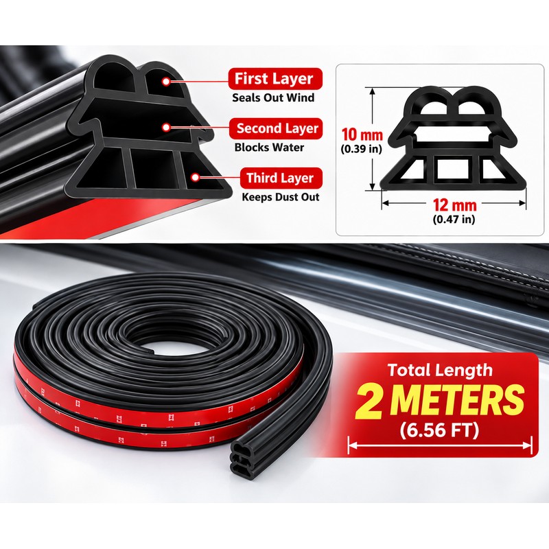 3-Layer Car Door Seal Strip for Weather Protection – Waterproof