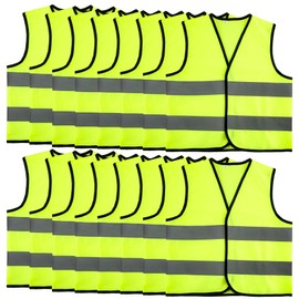 18 Pack Kids Hi Vis Vest Child High Visibility Reflective Vest Bulk Children Hi Vis Safety Vests with Reflective Strips for Girls Boys Outdoor Activities (L, 10-12 Years(130-140 cm))