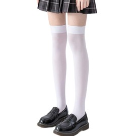 Jieaissna Women's Over-the-Knee Stockings,Women's Opaque Nylon Thigh Highs,Girls velvet knee-high socks,Girls white casual socks