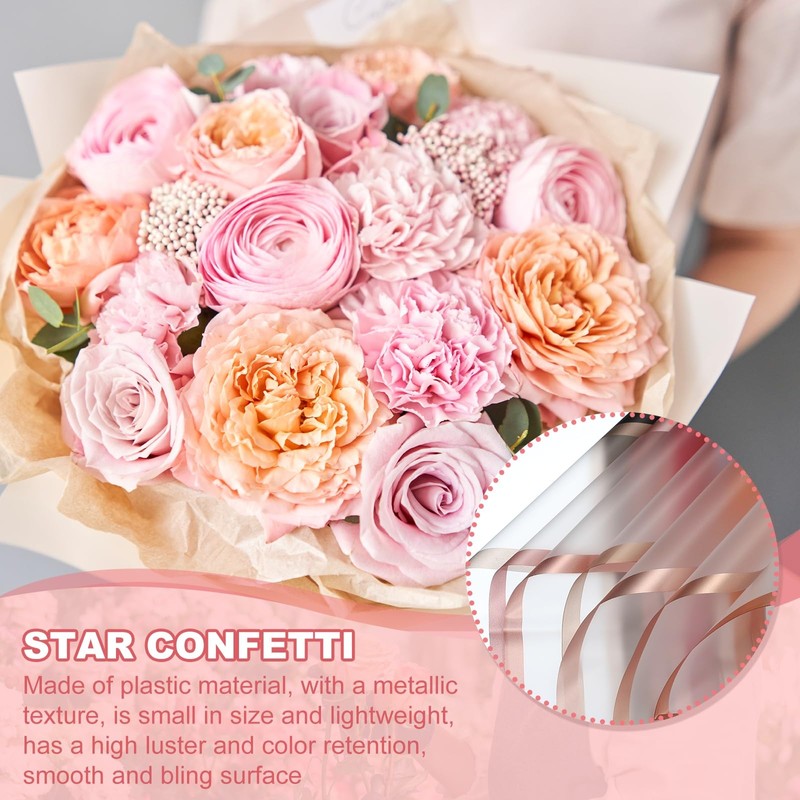 PATIKIL 20 Sheets Frosted Flower Wrapping Paper, Waterproof Gold Edge