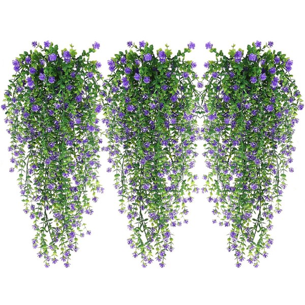 WEISPARK Artificial Hanging Flowers, 9pcs Fake Eucalyptus Vine Faux Flower