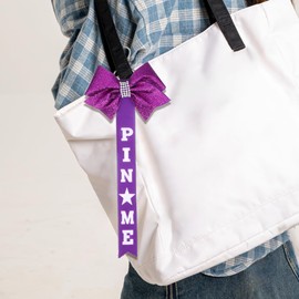 Sosoport Pin Me Ribbon Cheer Bow Keyring Decorative Bow Backpack Charm Cheer Bag Decorations Pin Me Bow Cheerleader Accessories Pack of 2, purple