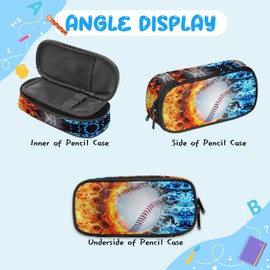Baseball Pencil Case for Boys, Large Capacity Cool Pencil Pouch for Kids, Back to School Pen Cases with Zipper, Stationery Organizer Pen Bag with Pencil Holder for Elementary Middle School - 02