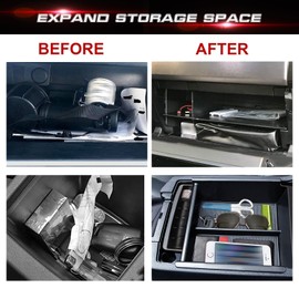 Xotic Tech Interior Car Center Console Armrest Box Secondary Storage Coin Holder Tray Organizer w/Black Anti-Dust Mats + Glove Box Divider, Compatible with Toyota 4Runner 2010-2023