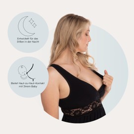 Carriwell Maternity & Nursing Nightdress - Elegant Design with Lace, Soft Modal Fabric, Breathable & Moisture Regulating, For Night Nursing & Skin Contact - Comfortable, Elegant & Practical, S-XL,