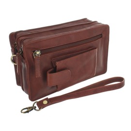 VISCONTI Soft Leather Wrist Bag With Detachable Strap 18233 Brown