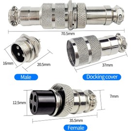 RUNCCI-YUN 2 Sets GX16 4Pin Aviation Plug, Circular Metal Aviation Plug, GX16 Male Female Connector 4Pin Panel Mounting Cable Connector
