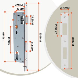 Bwintech 1 Pcs Stainless Steel 9235 Mortice Lock, 92MM Center 35MM Backset Lock Body, Satin Nickel Frame Door Lock for Internal and External Doors