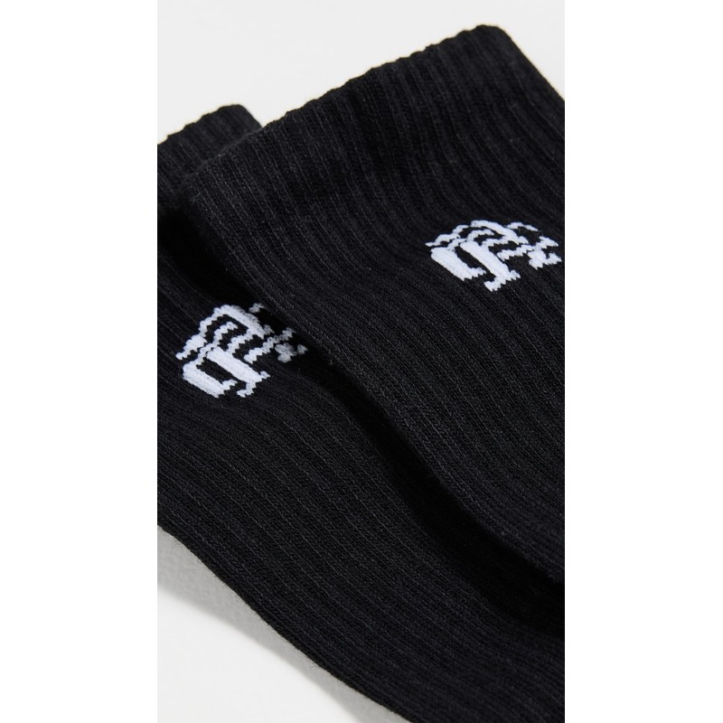 REIGNING CHAMP Men's 3 Pack Classic Crew Socks, Black, S-M