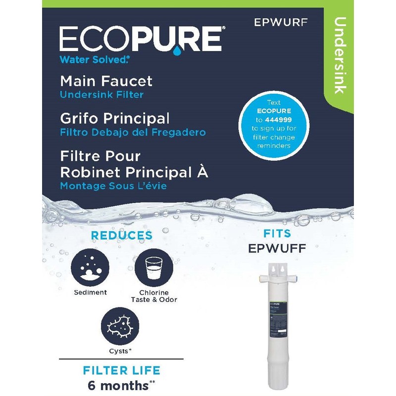 EcoPure EPWURF Main Faucet Replacement Filter – Fits EPWUFF System