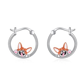 Chicken/Crab/Cat/Corgis/Deer/Chneemann Earrings for Women Sterling Silver Hoop Earrings Jewellery Gifts for Girls Teenage Daughter, Sterling Silver