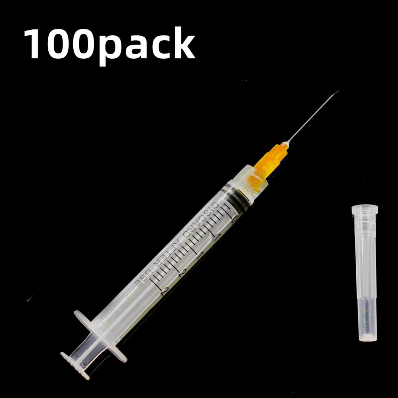 100Pack 2.5ml 2.5cc Disposable Plastic Syringes with 25Ga, Individually Sterile