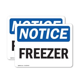 (2 Pack) Freezer OSHA Notice Sign 5 Inch X 3.5 Inch Vinyl Label Decal Sticker Weather Resistant, UV Protected for Workplace, Business, and Construction Site, Made in the USA