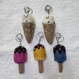 Nepal wool ice cream key ring doll bag ring, stick ice blue / 네팔 양모 아이스크림 키링 인형 가방고리 , 스틱아이스블루