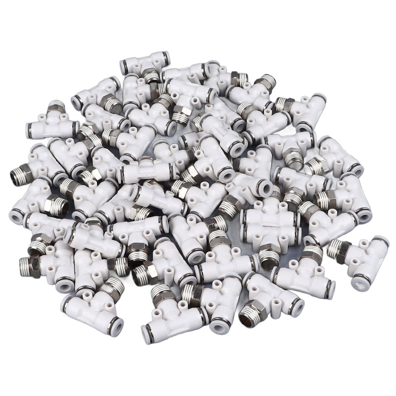 50PCS PT1/4 Hose Connectors PU Nylon Tubing T Shaped Tee