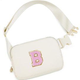 Bum Bag Fanny Pack for Women Ladies Girls, Fashion Festival Fanny Pack Travel Waist Pack Lightweight Adjustable Waist Bag for Running Walking Hiking Jogging (B, White)