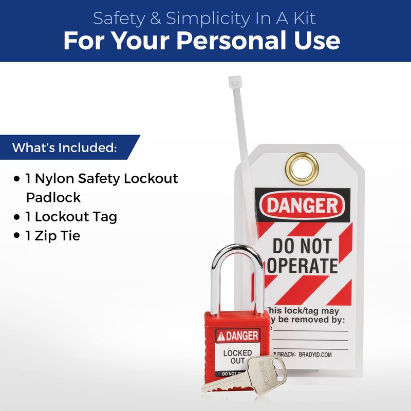 BRADY Personal Lockout Tagout Safety Lock with Loto Tag -