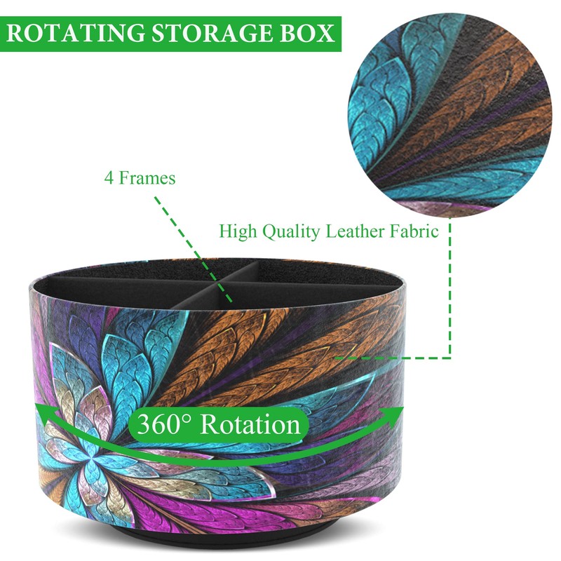 Czzmy Round Leather Art Supply Organizer,Remote Control Holder,360 Degree Spinning,Multi-Functional