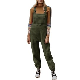 Ebifin Women's Fleece Warm Overalls Winter Loose Casual Jumpsuits with Pockets