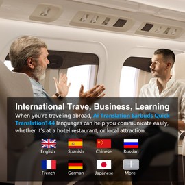 AI Real-Time Translation Earbuds,Wireless Earbuds,144 Languages Ear Buds,Two-Way Translator Earbuds, Bluetooth Headphones, Ear pods Wireless,HD Sound Translating Earbuds for Travel, Business,Learning