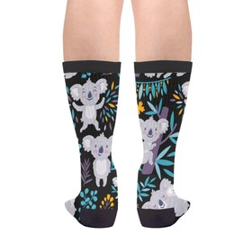 Floral Koala Bears Novelty Crew Socks Casual Crazy Funny Dress Socks For Women Men Teens Gift