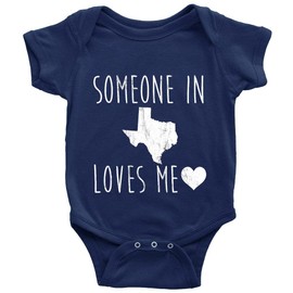 Someone in Texas Loves Me Super Cute Boys and Girls Universal Short Sleeve Bodysuits Navy