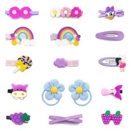 PNOOFR 16 Stück Haarspange Haarring, Baby Haarspangen, Blume Haarring, Regenbogen-Haarspangen, Haarschmuck Mädchen, Süßigkeiten Farbige Kinderhaarzubehör, für Baby Kleinkinder Mädchen Kinder