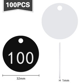 OFFCUP Plastic Number, 100pcs Engraved Numbered Tags, Plastic Number Tags ID Number Tags Discs Number Tags Table Numbers for Hotel Mailbox Gym School Office (1-100 Black)
