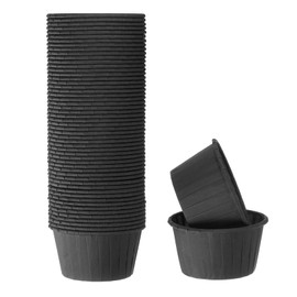 HARFINGTON 50Pcs Cupcake Baking Cups 3.5oz Standard Size Paper Cupcake Liners Greaseproof Wrappers Disposable for Wedding Birthdays Christmas Dessert, Black
